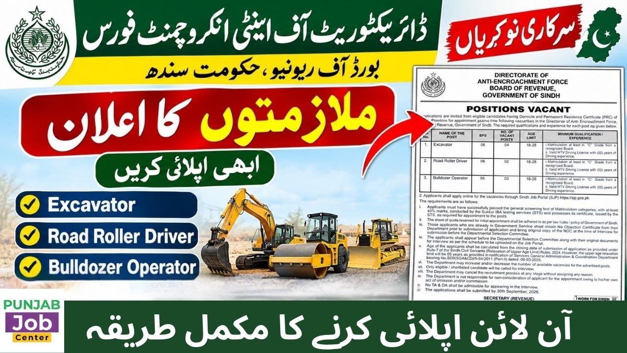 Anti-Encroachment Force Sindh Jobs 2026
