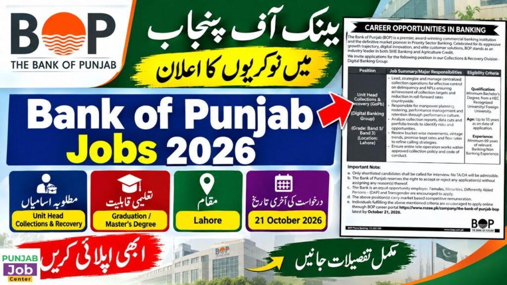 Bank of Punjab Jobs 2026