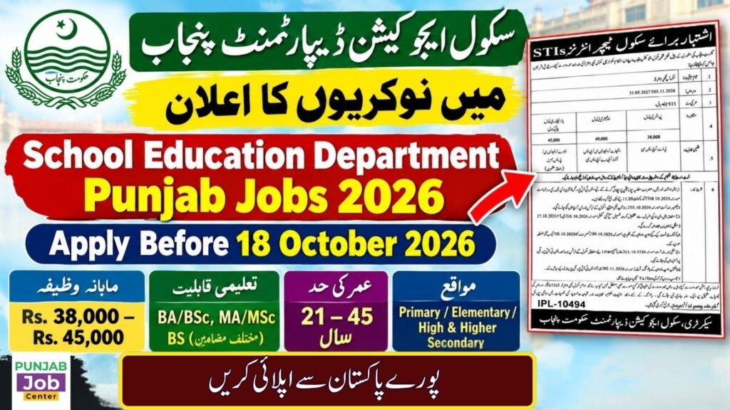 School Education Department Punjab Jobs 2026